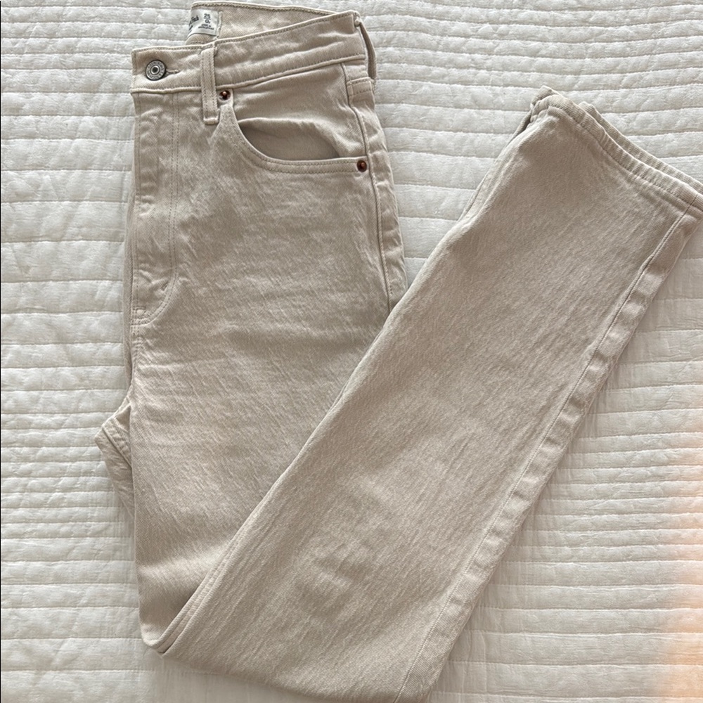 Abercrombie Cream Straight-Leg Jeans